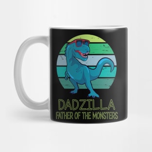 Dadzilla Father Of The Monsters Happy Father Day Dinosaur T-rex Saurus Lover Dad Vintage Retro Mug